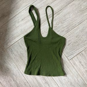 Green crop tank top